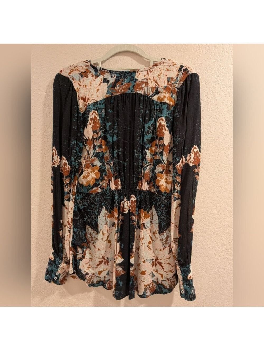 Free People Mikayla Floral Print Tunic Top Green XS - Picture 4 of 10